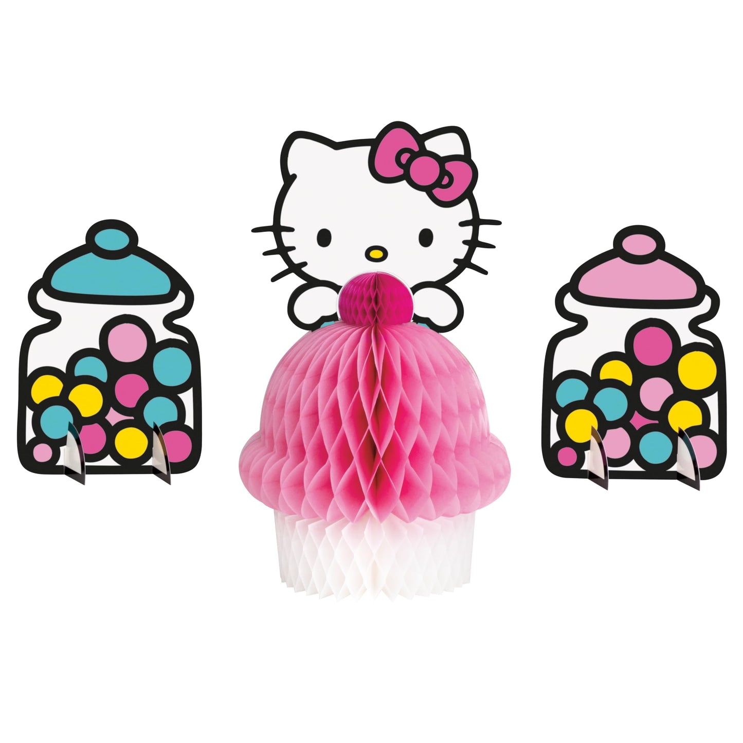 Sanrio Hello Kitty Honeycomb Centerpiece - 6.25 x 10.25 (1 Pc.) - Tissue Honeycomb with Character Topper; Pop-Up Table Dcor - Pe