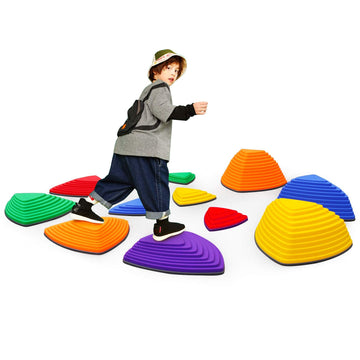Stepping Stones For Kids 11Pcs Anti-Skidding Stepping Stones Set Balance Stepping Stones Indoor & Outdoor Kids Fitness Equipment Promotes Balance Coordination & Strength (Classic)