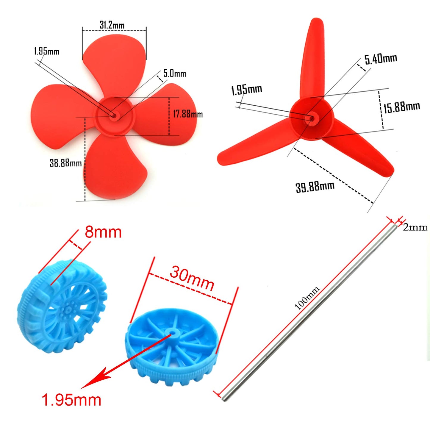 18 Set DC Motors Kit, Mini Electric Hobby Motor 3V -12V 25000 RPM Strong Magnetic with Shaft Propeller, 2 x AA Battery Holder,9V