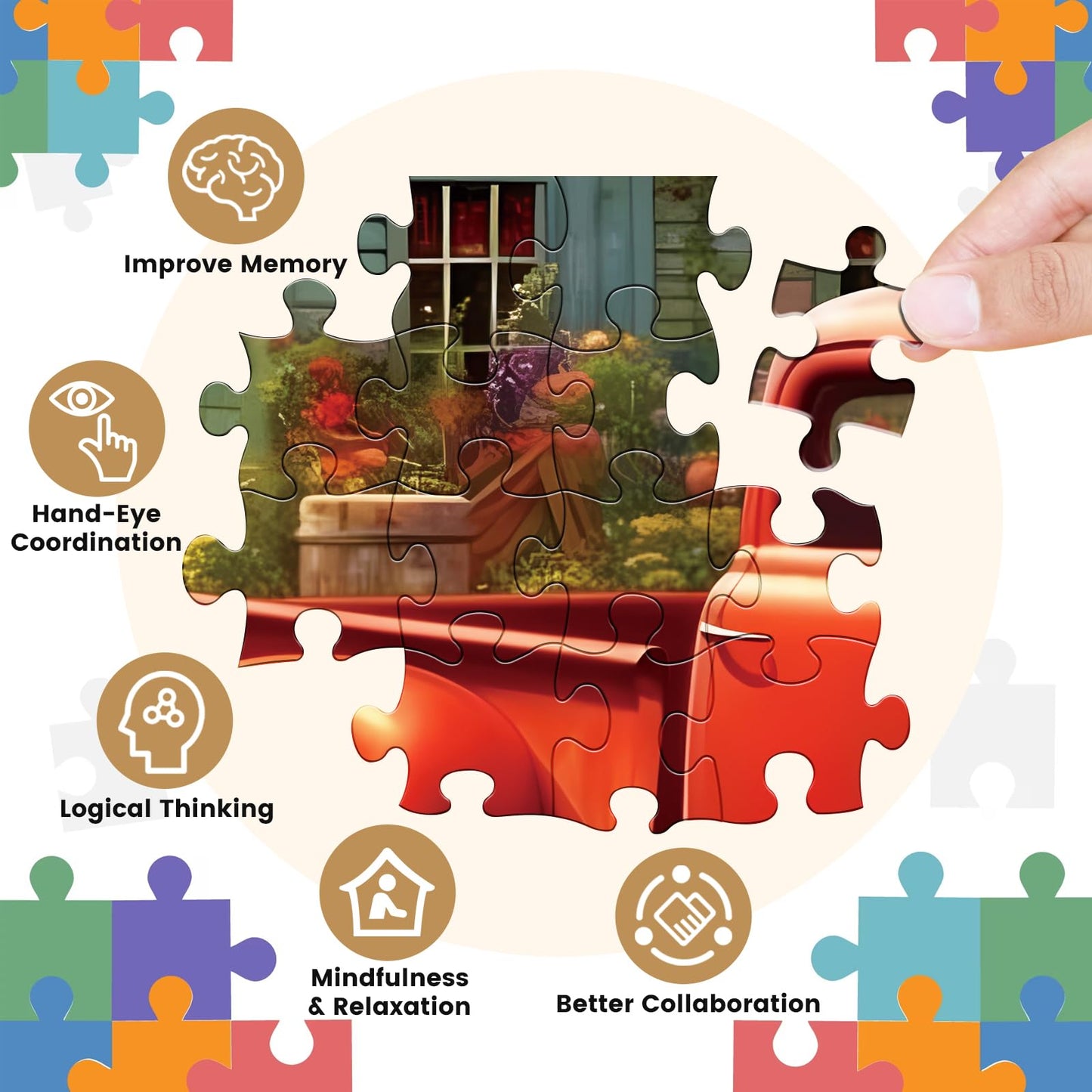 1000 Piece Puzzle For Adults,Wooden Jigsaw Puzzles,Puzzles For Adults 1000 Pieces And Up,House In The Countryside Puzzles For Adults,Artistic Decorations, Educational Toys,Finished Size 29.5'X20'