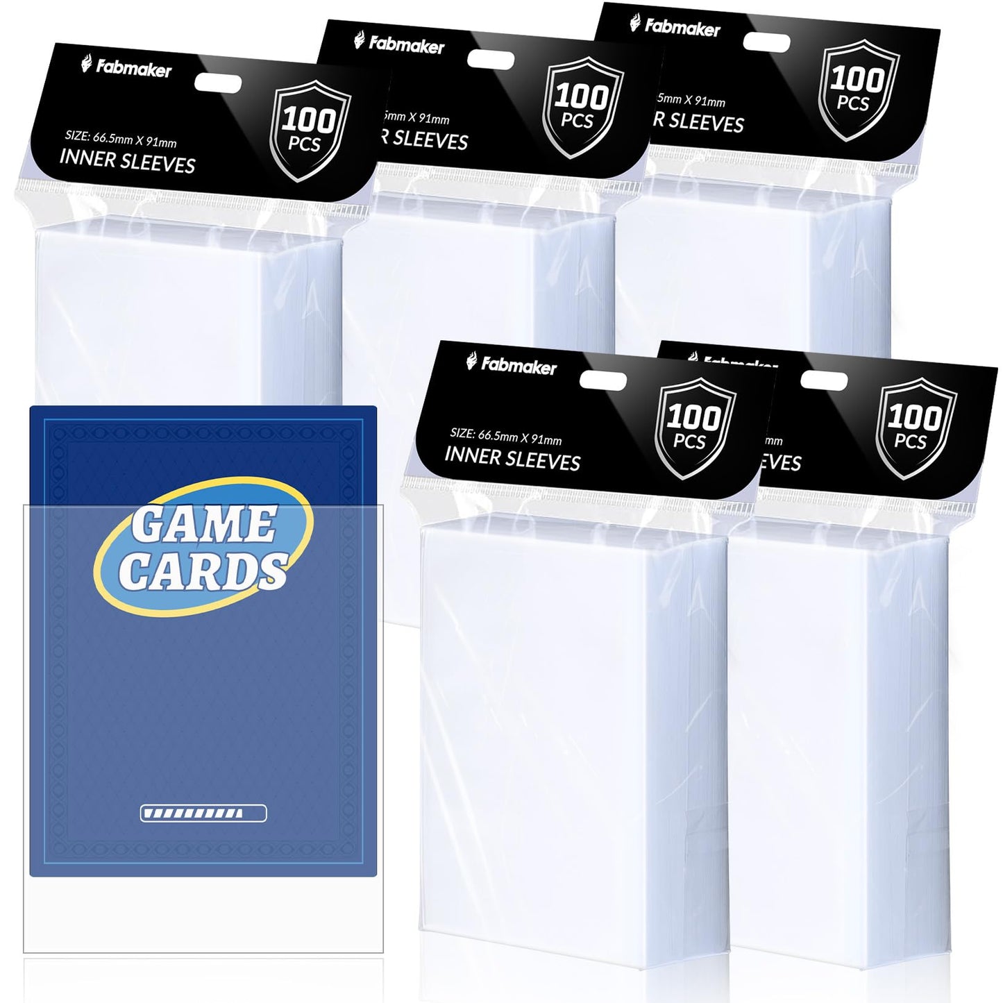 Fabmaker 500 Pack Inner Card Sleeves  enhanced Clear Perfect Fit Inner Sleeves for Double-Sleeving  Protect All Your Standard MTG Card  Trading Cards  TCG Card  Game Gard  Never Tear 64x89mm