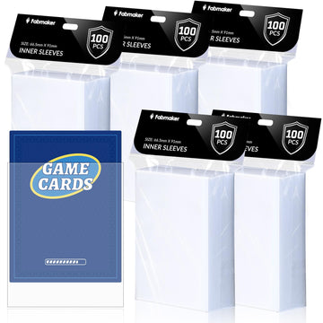 Fabmaker 500 Pack Inner Card Sleeves  enhanced Clear Perfect Fit Inner Sleeves for Double-Sleeving  Protect All Your Standard MTG Card  Trading Cards  TCG Card  Game Gard  Never Tear 64x89mm