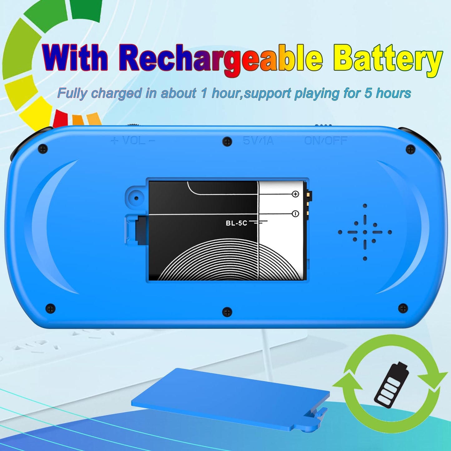 Great Boy Handheld Games For Kids Aldults With 270 Classic Retro Video Game 3.0'' Color Screen Tv Output Rechargeable Arcade Gaming Player,Support 2 Players Gamepad Birthday Xmas Gift(Blue)