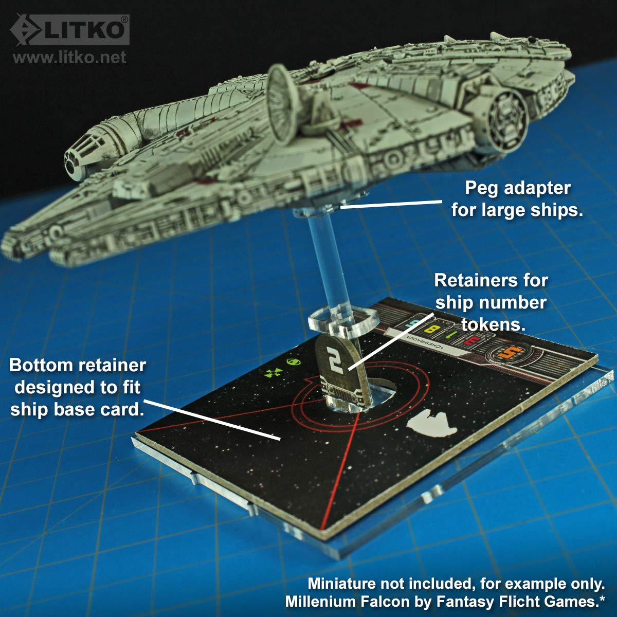 Litko Deluxe Space Fighter Stand | Large Ships Base | Compatible With Star Wars: X-Wing (Pink)
