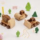 MONT PLEASANT Wooden Construction Vehicle Toy Set of 3  Toddler Montessori Toys Cement Truck Bulldozer Steam Roller Toy Car with Rolling Wheels  Kid Construction Toys Educational Gift for Boys & Girls