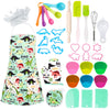 TEUVO Kids Baking Chef Set 35 Pcs with Dinosaur Apron and Mitt, Cooking Chef Dress Up Role Play Kitchen Toys Set for Kids Aged 3
