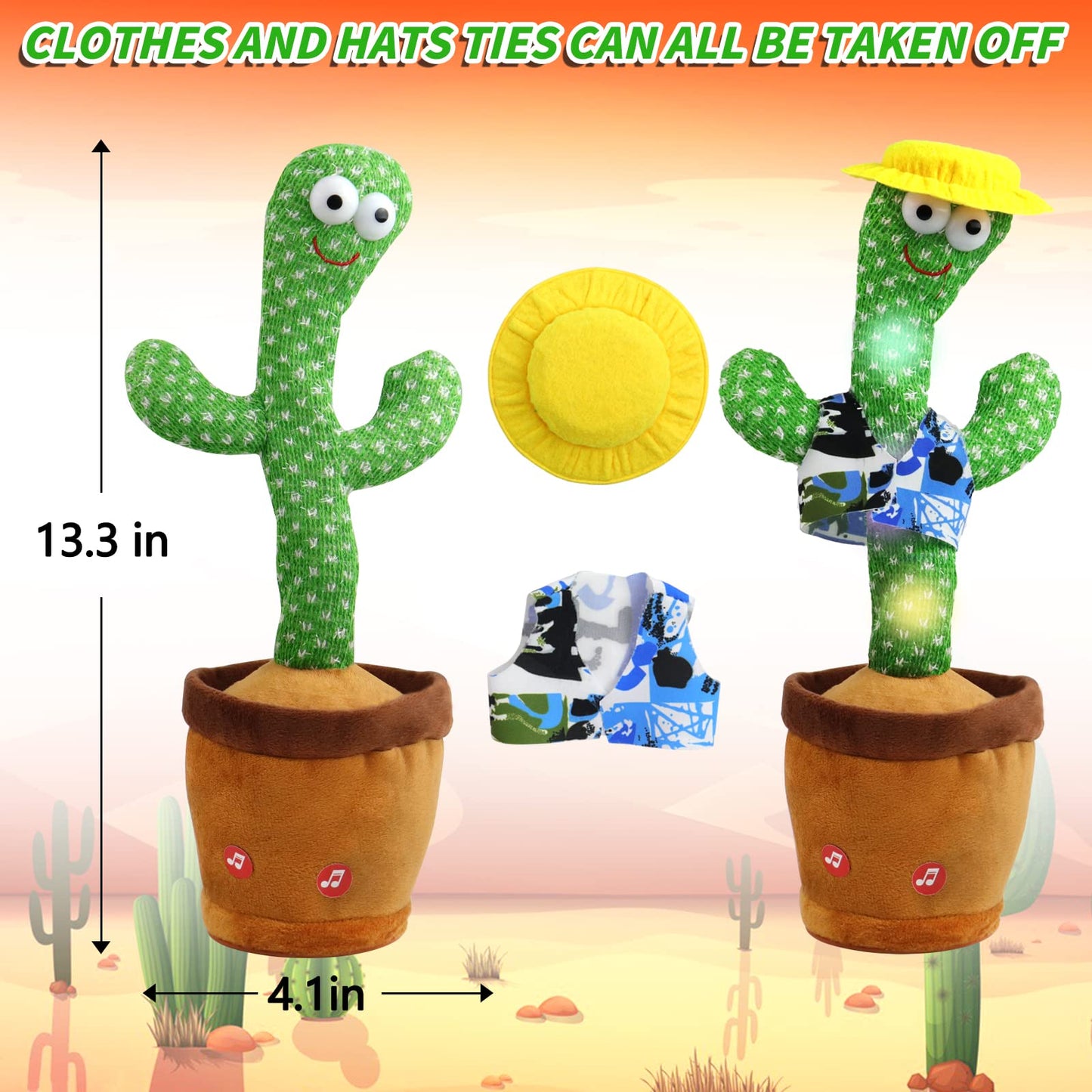 Oiuros Dancing Cactus Talking Baby Toys With Lights, Dancing Cactus Mimicking Toy Repeats What You Say Cactus Toy For Children'S Early Education