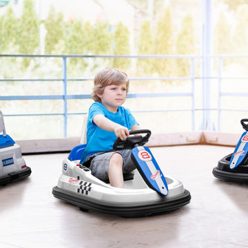 Aosom Toddler Bumper Car, 360 Rotation 6V Kids Electric Ride On Bumper Car With Eva Bumper Edges, Twins Motor, Songs, Horn, Led