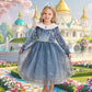Luzlen Toddler Snow Princess Costume Girls Blue Queen Dress For Halloween Christmas Cosplay Party Outfits, 6-7Y(Tag 140)