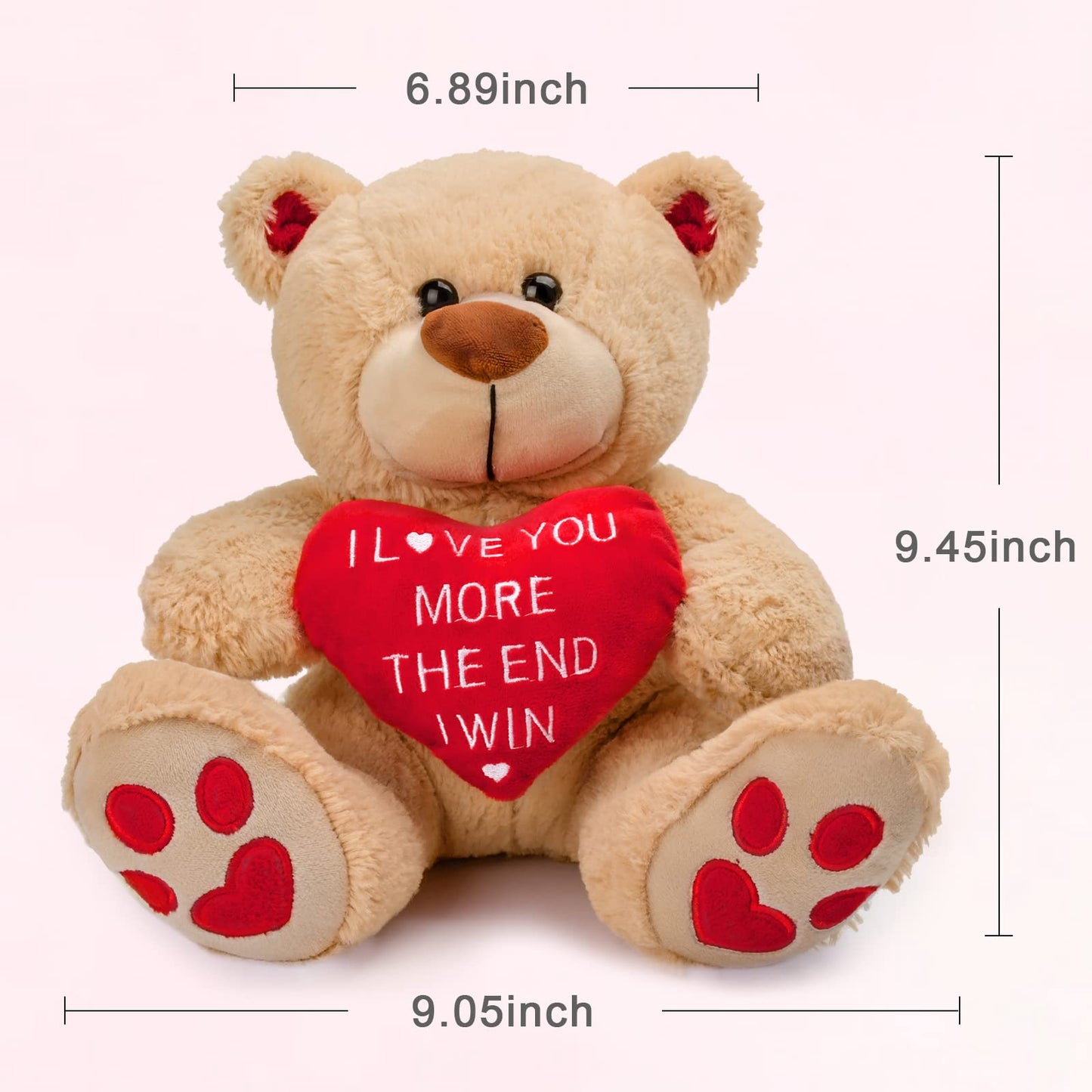CaseTank Valentine's Teddy Bear - 10 Inch Plush Stuffed Animal, I Love You More, Cute Gift for Her, Him, Kids, Girlfriend, Boyfriend, Mom