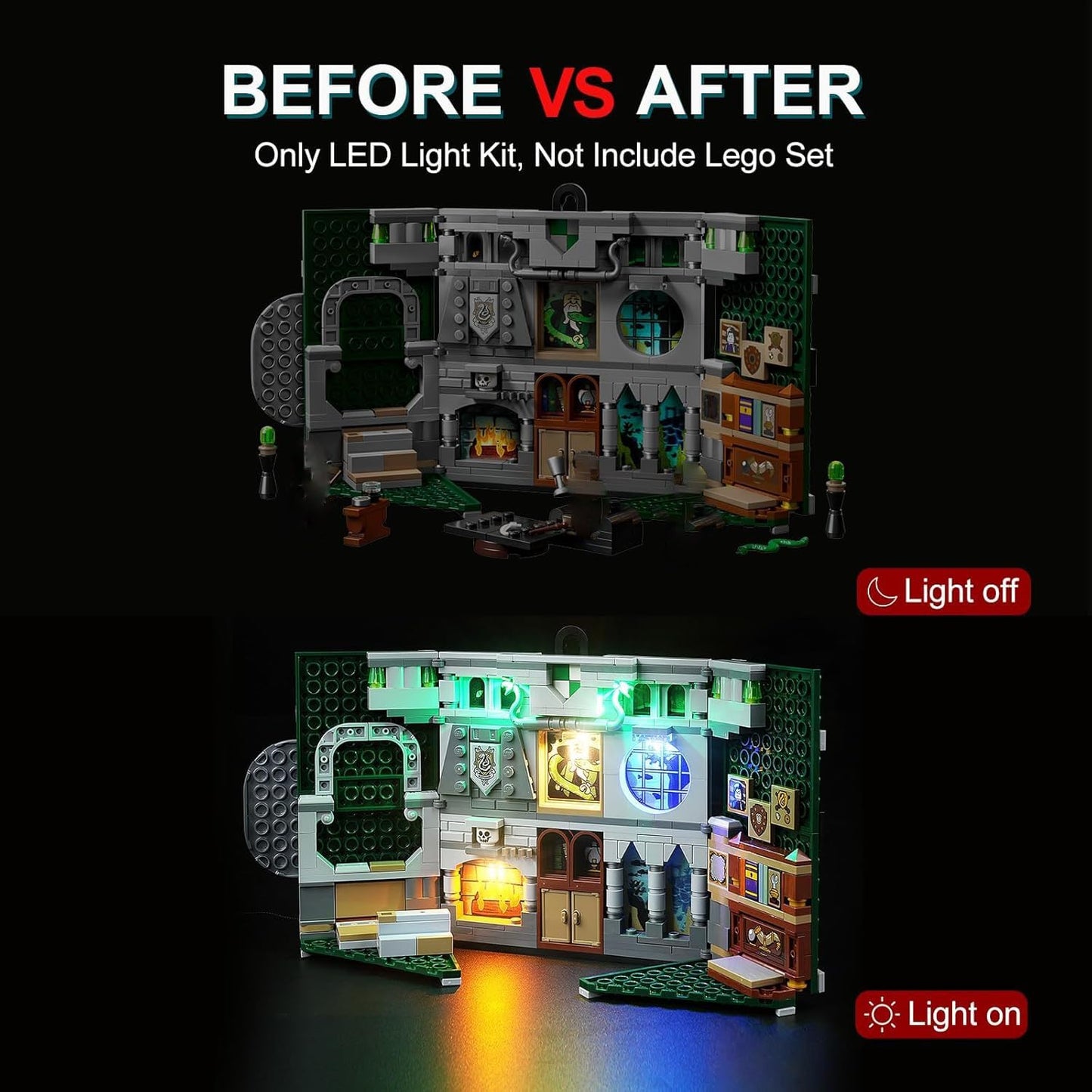 DALDED LED Lighting Kit for Lego Harry Potter Slytherin House Banner Building Set, LED Light Compatible with Lego 76410 Building