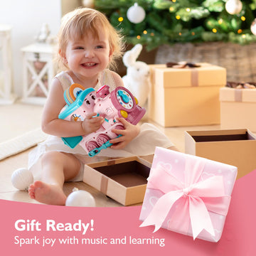 Musical Toy For 1 2 Year Old Girl Gifts,First Year Activity Musical Train With Talking Flash Cards Bilingual (En/Es), Educational Learning Toys For Toddlers, Baby Toys 12-18 Months Girl Easter Gifts