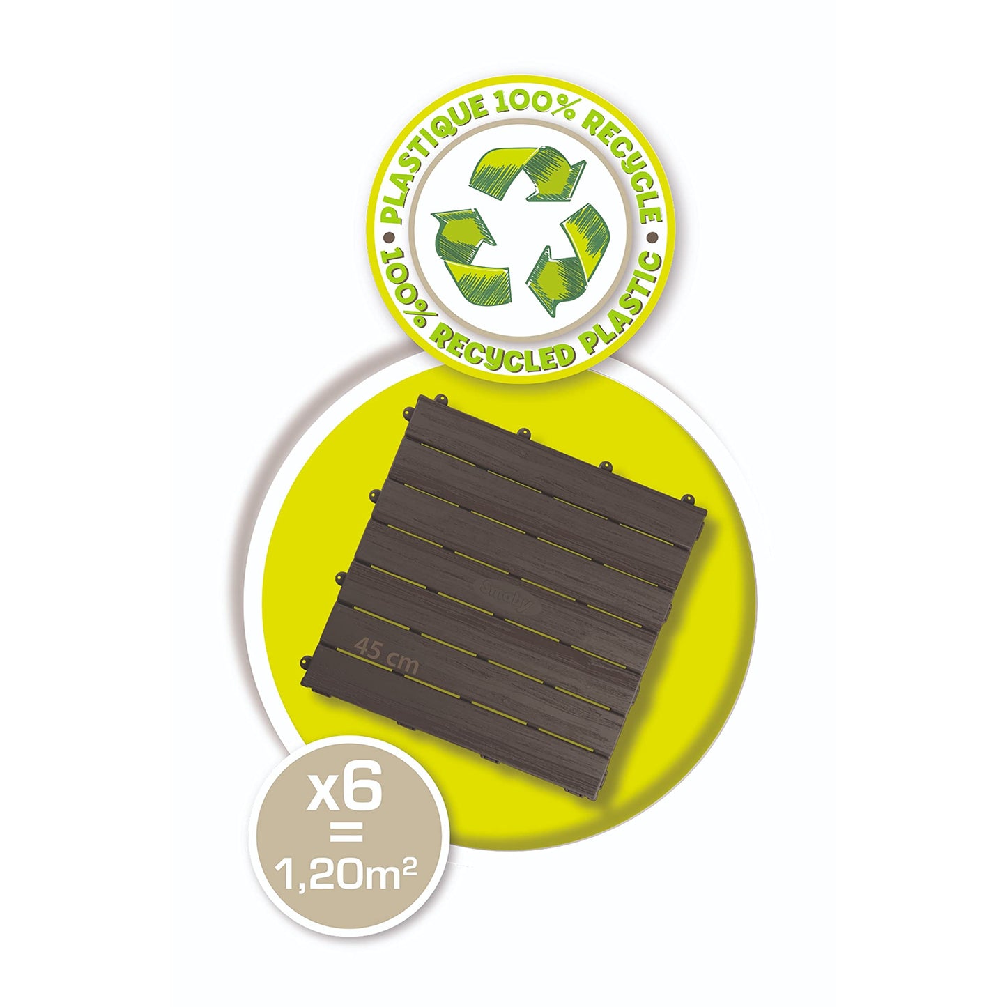 Smoby- Set Of 6 Playhouse, Floor Tiles, Brown, Indoor Or Outdoor Use, Plastic, Convenient For Use With Most Playhouses, For Ages 2 And Up