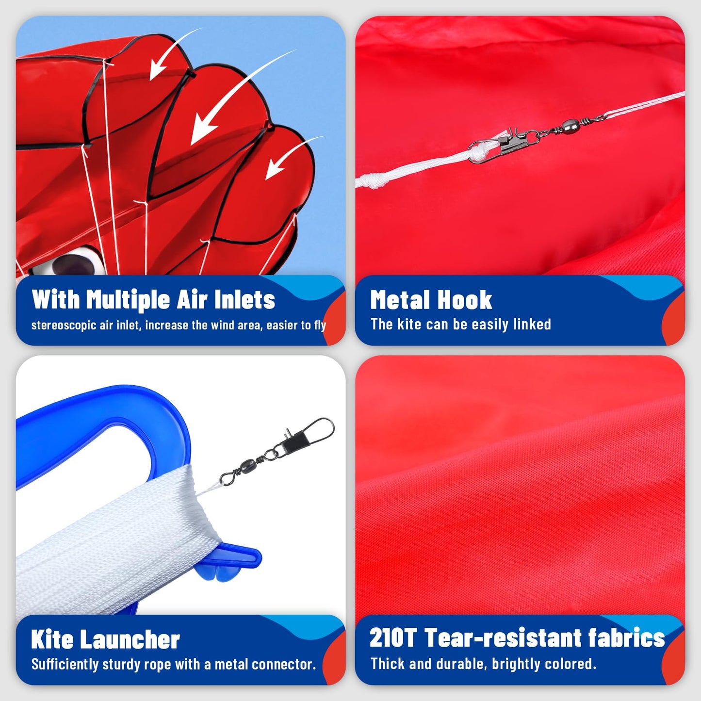SGftre 2 Pack Octopus Kite for Kids & Adults,Extremely Easy to Fly for Beginners,Octopus Kite The for a Child(Octopus red Blue G