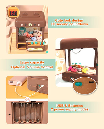Cxjoigxi Large Claw Machine For Kids Adults With Prizes, Adjustable Sound & Light, 2 Power Modes, Mini Candy Crane Vending Machi