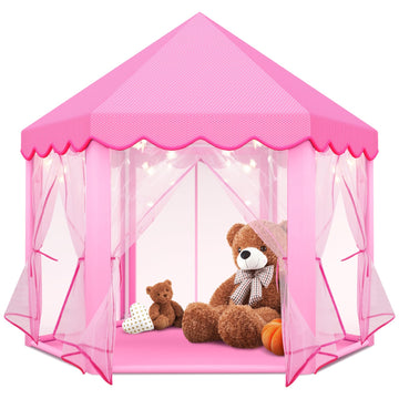 Princess Tent Girls Large Playhouse,Gift For 3 4 5 6 7 8+ Year Girl, Doll Dream House Castle Play Tent With Star Lights Toy For Kids Indoor And Outdoor Activity,Ideal Gift,57'' X 55'' (Dxh)