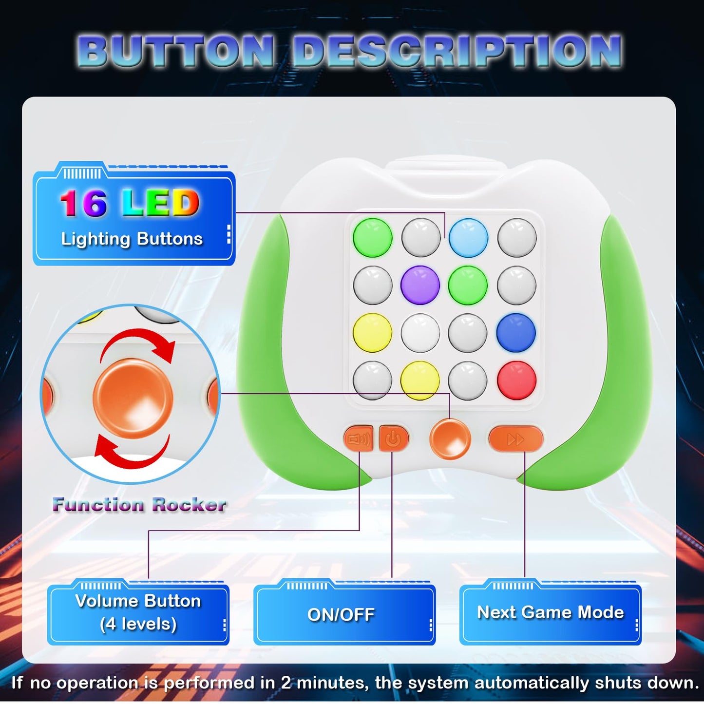 Tendccy Quick Push Handheld Game For Kids 3-12, 7 Game Mode Flashing Fast Press Push Puzzle Games Sensory Fidget Toys, Christmas