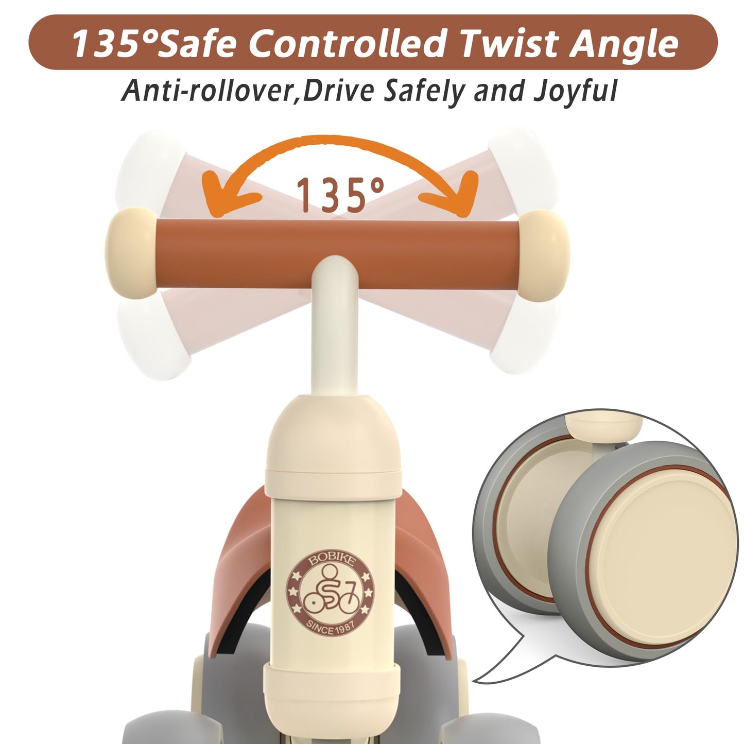 Bobike Baby Balance Bike - White Small Plastic 4 Wheels for Toddlers 12-36 Months - Best First Birthday Gift for Boys and Girls