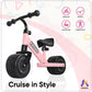 Kriddo Baby Balance Bike Mini Cruiser Design With Wide Pu Wheels For 1-3 Year Olds Ideal First Birthday Gift And Baby Toy, Pink