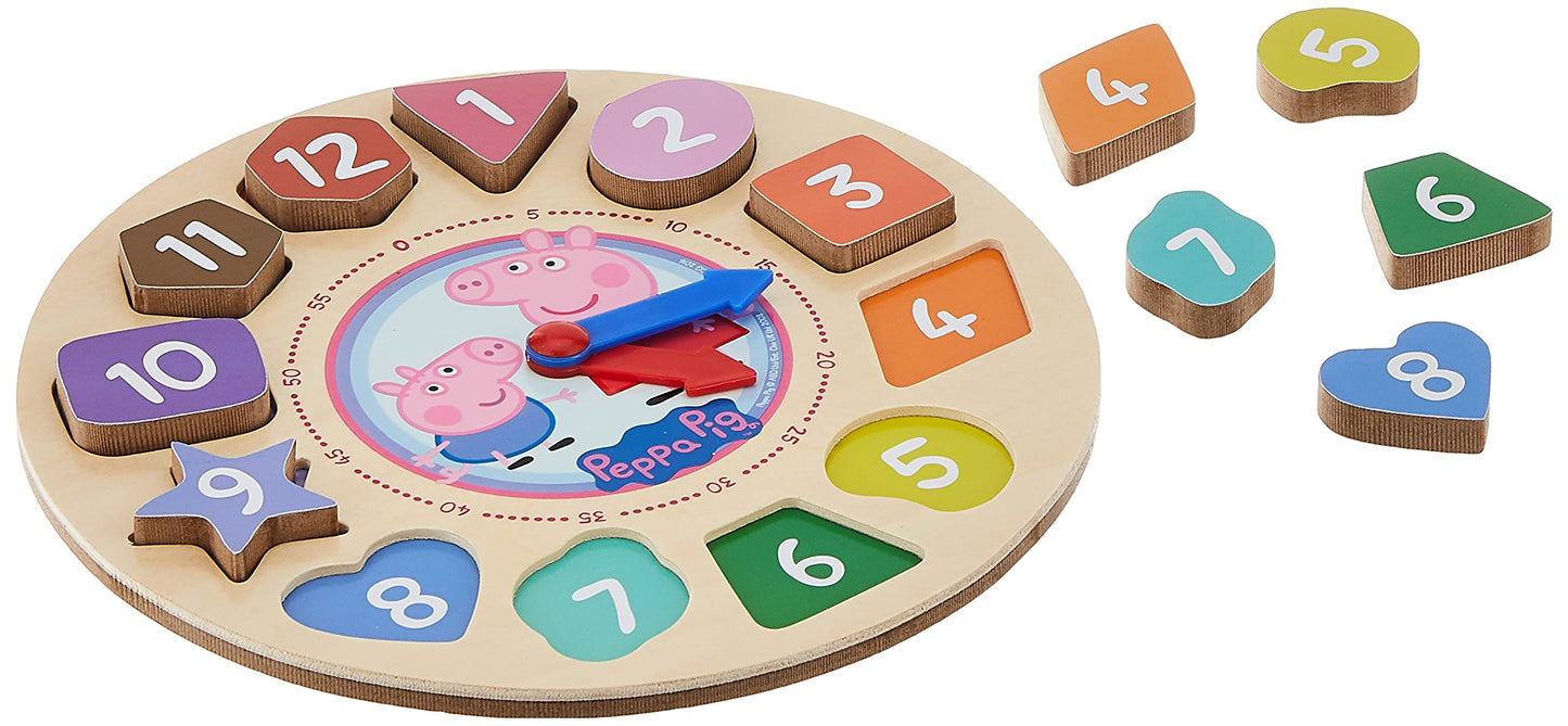 Peppa Pig Shape Sorter Clock Puzzle for 36 months to 48 months, 14Pieces (12Piece numbers + Clock + Stand )