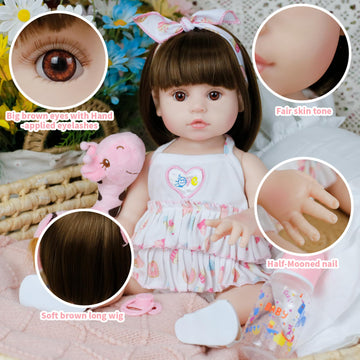 Lifelike Reborn Baby Dolls 18 Inch Realistic Newborn Girl Baby Doll With Doll Clothes & Accessories Best Birthday Set For Girls Age 3+