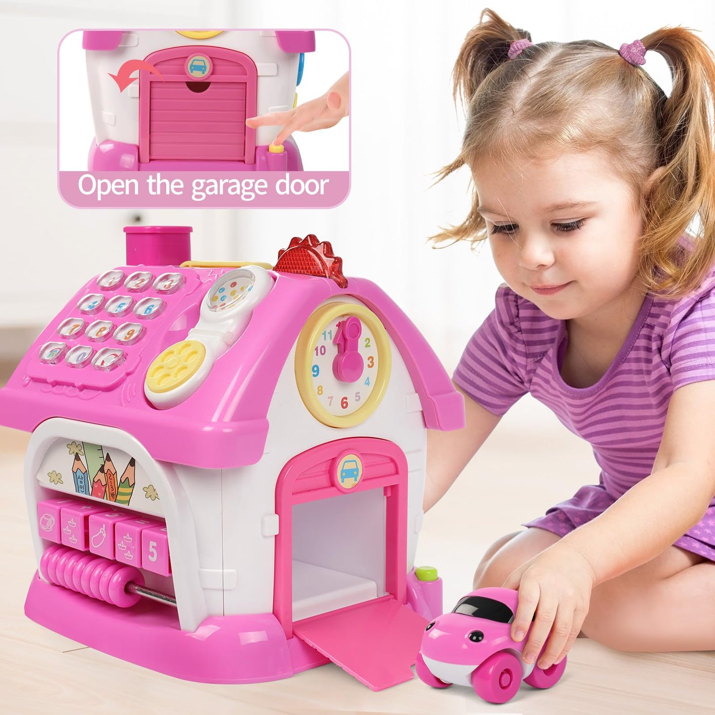 Wdebay Multifunctional Learning Toy House&Activity Cube, Montessori Toys For 1 Year Old Girl Gift For First Birthday, One Year O