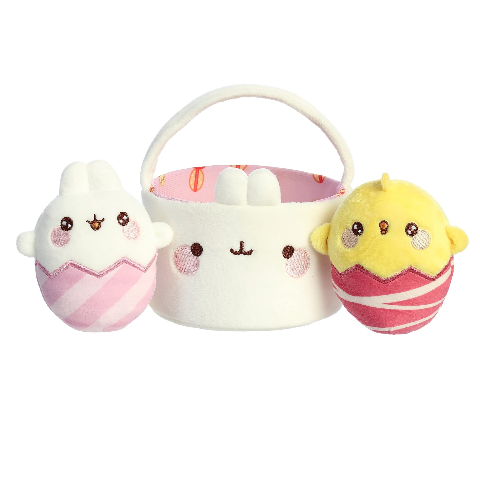 Aurora® Playful Molang Easter Basket Stuffed Animal - Adorable Characters Design - White 6 Inches