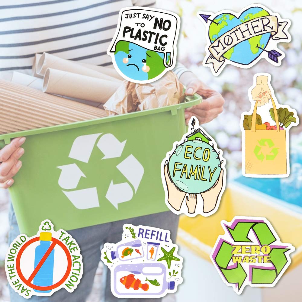 Earth Stickers Environmental Stickers Pack Waterproof Laptop Stickers For Kids Environmentalist(50 Pcs)