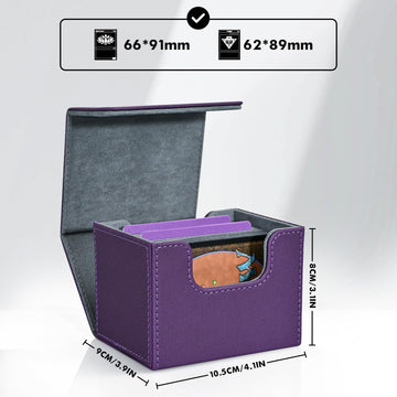 ZLCA Card Deck Box for Trading Cards  MTG Commander Deck Box Holds 120+ Single Sleeved  Leather Magnetic Card Storage Case Fits for TCG CCG Magic (Purple)