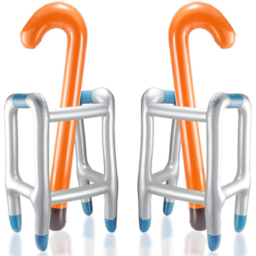 Aoriher 4 Pieces Inflatable Walker And Cane Over The Hill Gag Gifts Blow Up Walker Old Man Costume Accessories Retirement Party