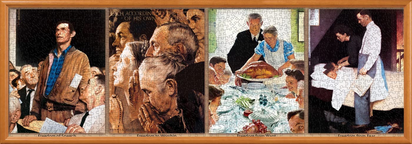 Masterpieces 1000 Piece Jigsaw Puzzle For Adults, Family, Or Youth- The Four Freedoms By Norman Rockwell - 13'X39'