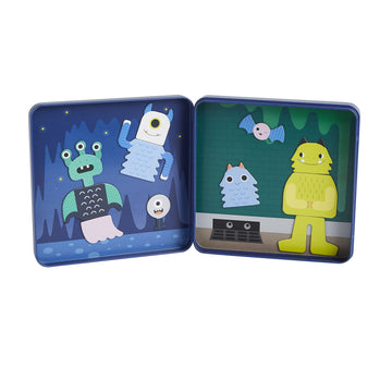 Petit Collage Magnetic Play Set, Monsters - Mix & Match Magnetic Game Board, Ideal For Ages 3+ - Includes 2 Magnetic Scenes And