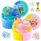 Lawoho Butter Slime Kit Includes 2X120Ml Two-Toned Butter Slime With 6 Packs Add-Ins, Slime For Kids Party Favors, Non Stick Kids Slime Kit For Girls Boys Birthday Easter Christmas Ages 8-12(Ocean)
