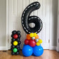 Bbpool Race Car Number 6 Balloon, 40 Inch, Black, Birthday Party Decoration
