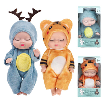 ONEST 2 Sets 4 Inch Dolls Cute Baby Doll Include 2 Pieces Baby Mini Dolls, 2 Sets Handmade Doll Clothes