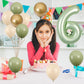 40 Inch Sage Green Number 6 Balloon, Olive Green 6Th Birthday Balloons, Retro Sand White Avocado Green Gold Latex Balloons Giant