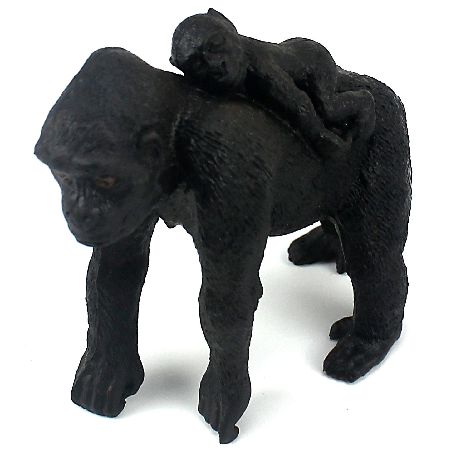 Funshowcase African Jungle Animal Female Gorilla Carries Her Children Toy Figure Realistic Miniature Height 2.6-Inch #1687
