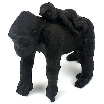 Funshowcase African Jungle Animal Female Gorilla Carries Her Children Toy Figure Realistic Miniature Height 2.6-Inch #1687