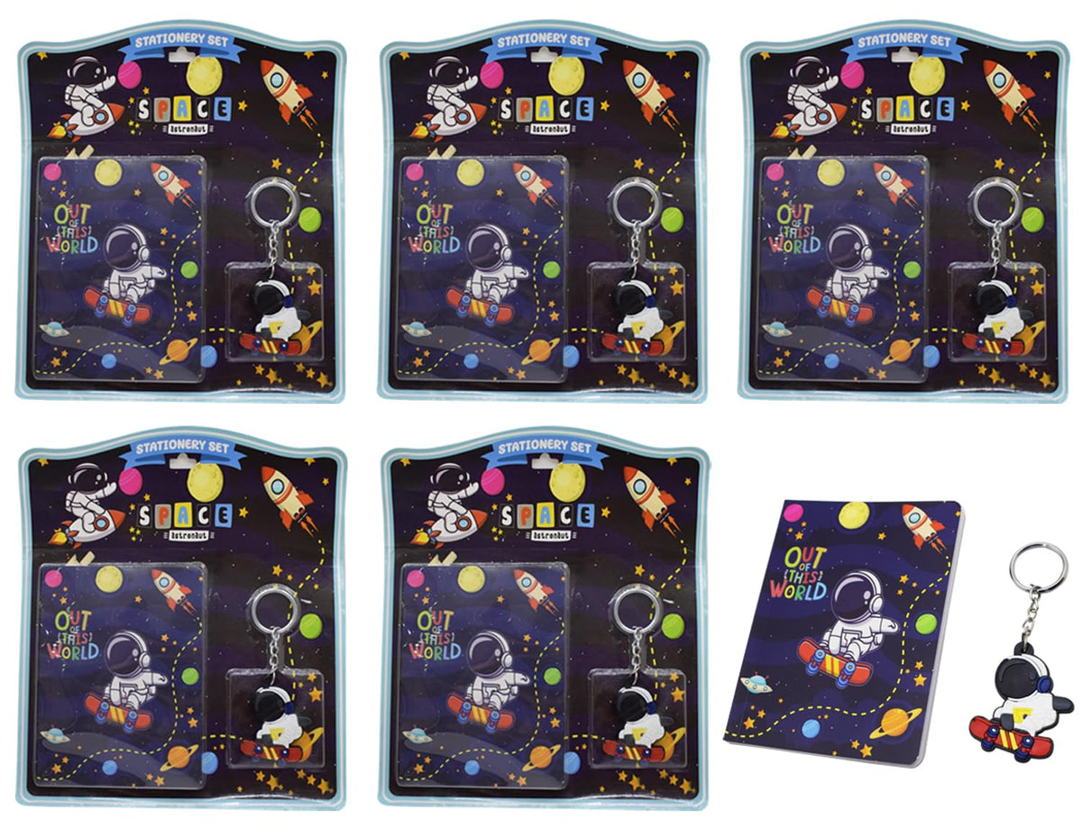 Kidizkart Stationery Gift Set for Kids with Diary and Keychain Party Favor Return Gift Set for Boys/Girls Birthday Gift (Space S