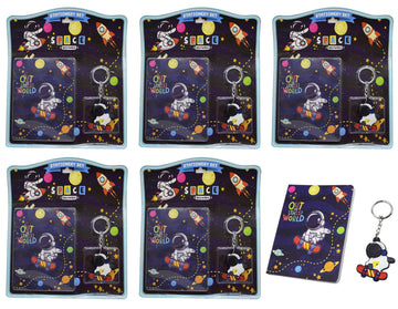 Kidizkart Stationery Gift Set for Kids with Diary and Keychain Party Favor Return Gift Set for Boys/Girls Birthday Gift (Space S