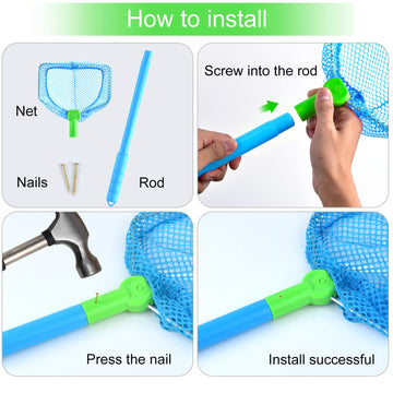 4 Pieces Kids Fishing Net Catching Bug Nets Fish Butterfly Nets Beach Toys For Kids Outdoor Playing (Blue, Red, Orange, Green)