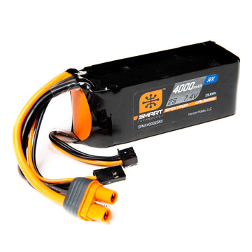 Spektrum 7.4V 4000mAh 2S 15C Smart LiPo Receiver Battery: Universal Receiver, IC3, SPMX40002SRX