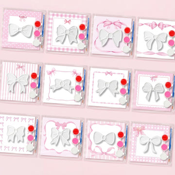 Jenaai 12 Sets Pink Bow Party Favors Ceramic Painting Kit for Kids Coloring Pink Bow Crafts DIY Painting Craft Kit Unpainted Pla