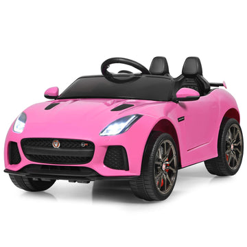 Costzon Ride On Car, 12V Licensed Jaguar F-Type Svr Battery Powered Ride On Toy W/Remote Control, Front/Rear Lights, Mp3, Music, 3 Speeds, Spring Suspension, Electric Vehicle For Kids (Pink)