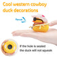 Wonuu Car Rubber Duck Decoration, West Cowboy Duck Car Dashboard Decoration Accessories With Mini Swim Ring Cowboy Hat Scarf And Sunglasses, A_Pink Horizontal Scarf White&Red Hat