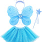 Lainlight 4 Pcs Butterfly Fairy Costume For Girls Kids Princess Cosplay Costume Set With Wings, Tutu Skirt, Wand For Girls 3-8 Y