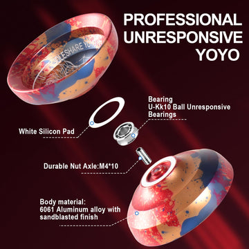 JOLESHARE Professional Unresponsive Yoyo for Adults, Metal Responsive Yoyo Suitable for Beginners, Intermediate, and Advanced Pl