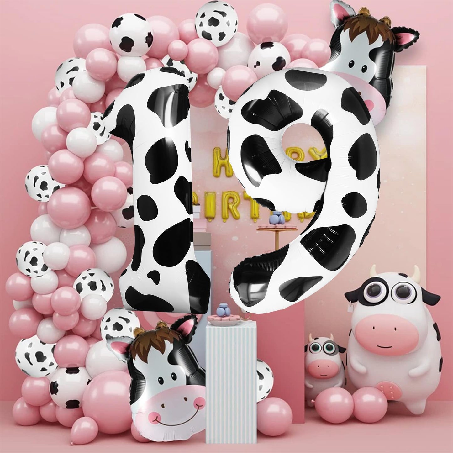 Lebery Cow Print Number Balloon 40 Inch Cow Print Number 9 Balloon Cowgirl Them Number Balloon For 9Th Birthday Party Cow Balloons Black White Number 9 Foil Balloon For Farm Barn Animal Decor