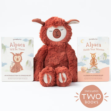 Slumberkins 14' Alpaca Kin & 2 Board Books Complete Set Bundle | Promotes Stress Relief & Coping Skills | Social Emotional Tools For Ages 0+ (Alpaca Kin Plush + 2 Board Books)