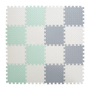Tamiplay Foam Floor Mats For Kids, 12 X 12 Inch 16 Tiles 0.4' Thickness Foam Play Mat, Non-Toxic Square Interlocking Floor Mats Rubber Baby Play Mat For Toddlers(White/Gray/Bean Green)